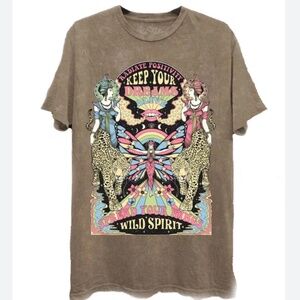 Lotus Fashion LA - Wild Spirit graphic Short Sleeve  tee in mocha pink